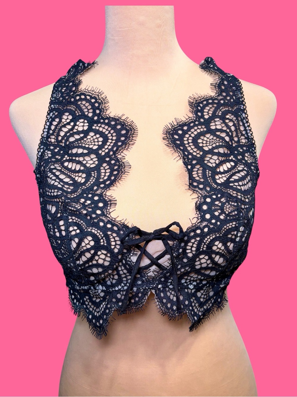 Victoria's Secret Black Lace Bralette with Nude Lining
